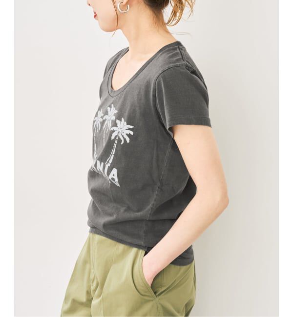 Spick and Span「Mixta / ミクスタ U NECK T-SHIRT PALM TREE」|Tシャツ・カットソー|