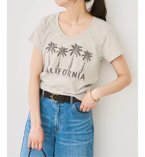 Spick and Span「Mixta / ミクスタ U NECK T-SHIRT PALM TREE」|Tシャツ・カットソー|