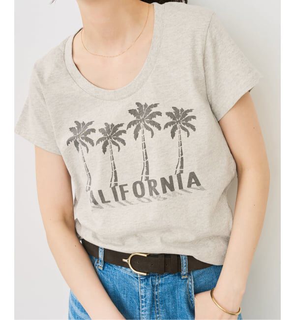 Spick and Span「Mixta / ミクスタ U NECK T-SHIRT PALM TREE」|Tシャツ・カットソー|グレーA