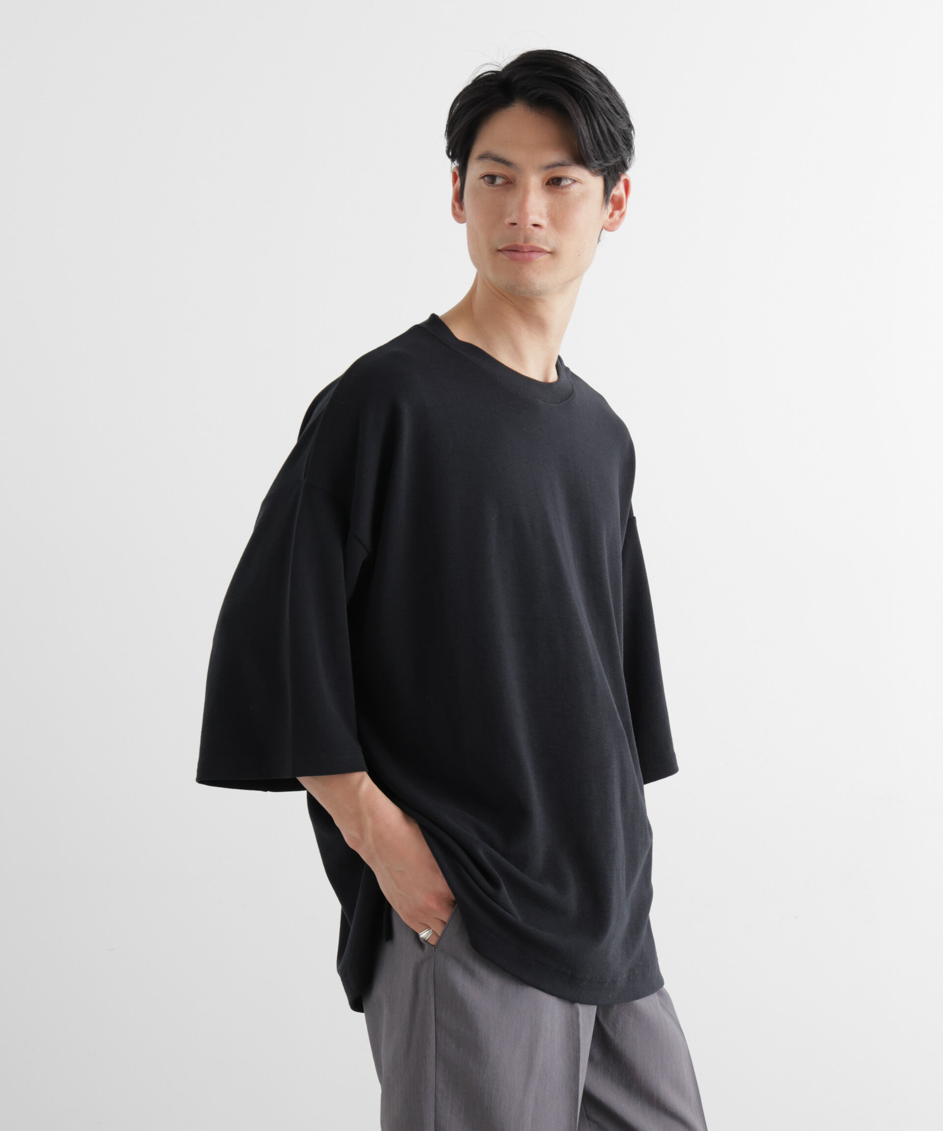 nano･universe「WEB限定/ストレッチフライス BIGTシャツ 半袖」|Tシャツ・カットソー|