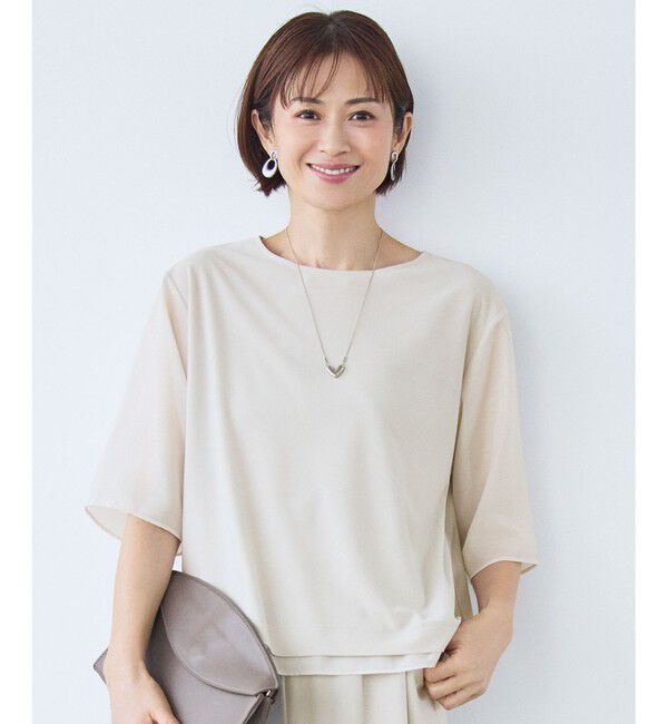 自由区「【カタログ掲載】ストレッチアムンゼン Tブラウス」|Tシャツ・カットソー|ベージュ