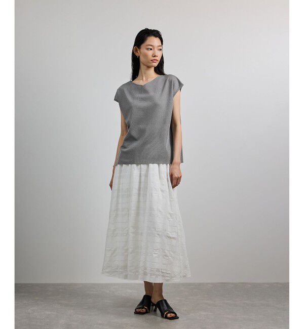 ROPE「【洗える】シャイニーフレンチスリーブプルオーバー」|シャツ・ブラウス|