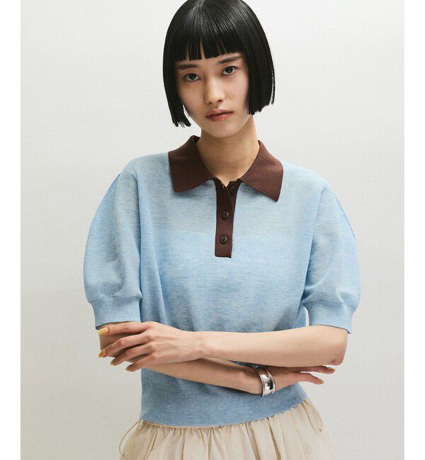 ADAM ET ROPE'「【定番】ラミーニットポロシャツ」|ポロシャツ|サックス(48)