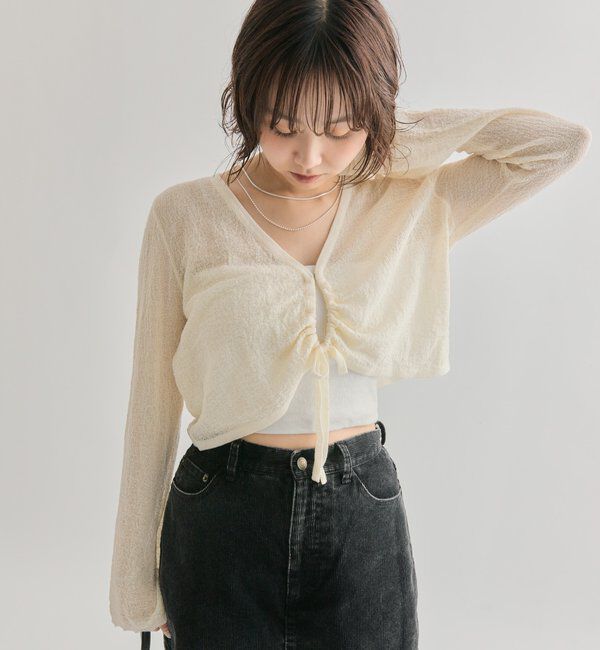  「透かしニットショートボレロ」|カーディガン|
