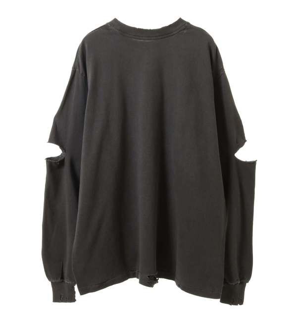 A_「【KURO/クロ】17/-ROUND SHAPE DYED DAMEGE L/S TEE」|Tシャツ・カットソー|