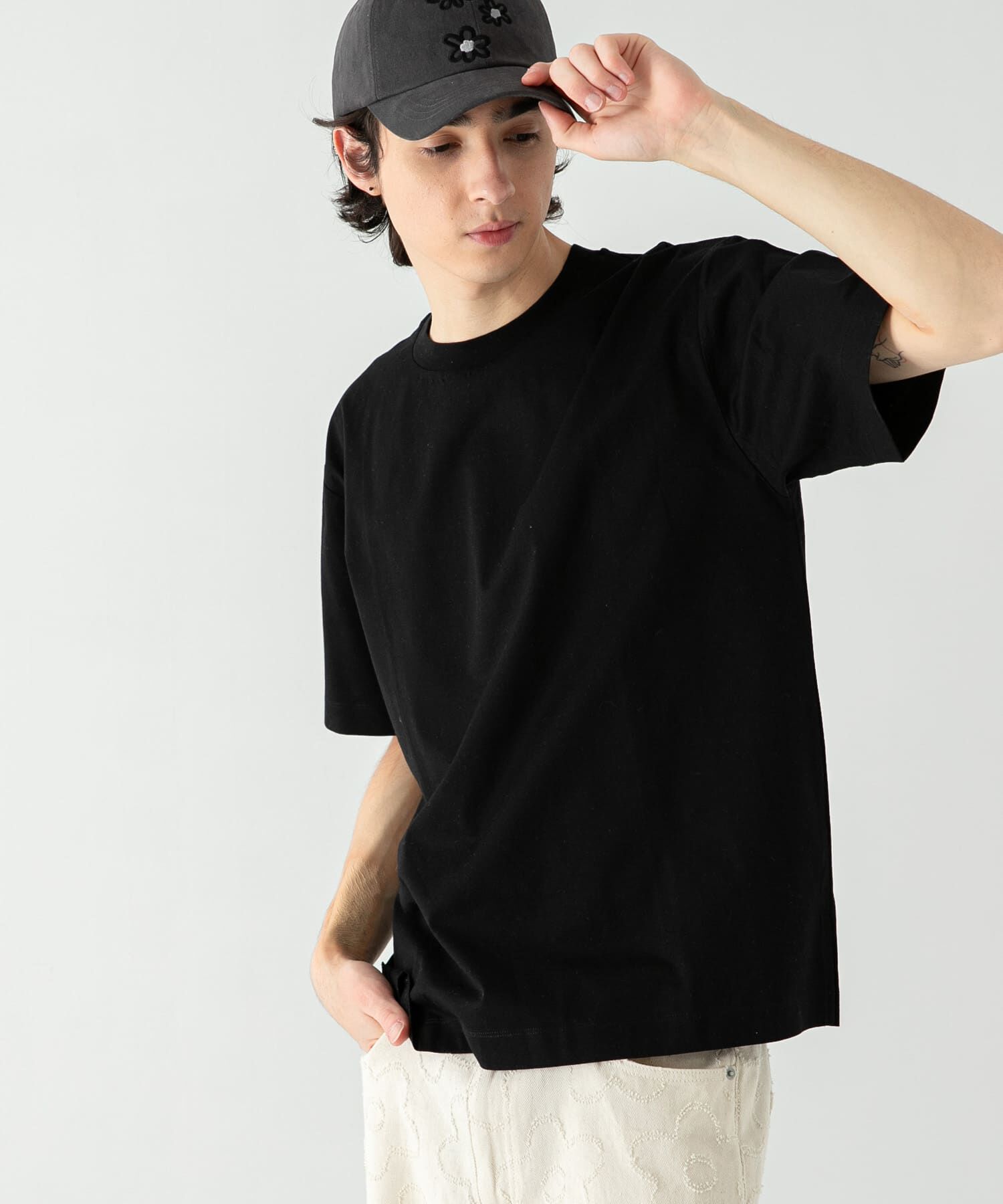 SENSE OF PLACE by URBAN RESEARCH「シルケットTシャツ(5分袖)」|Tシャツ・カットソー|ブラック