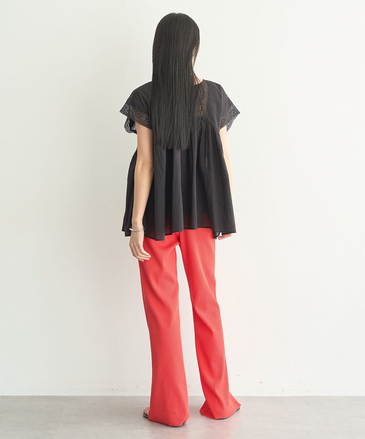 earth music&ecology「【WEB・一部店舗限定】レース&ピンタックフレンチブラウス」|シャツ・ブラウス|