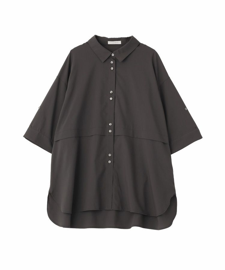 Green Parks「【適ON】遮熱タック五分袖シャツ」|シャツ・ブラウス|Charcoal Gray