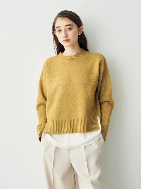 YECCA VECCA「シャツレイヤードニット」|ニット・セーター|ライムグリーン