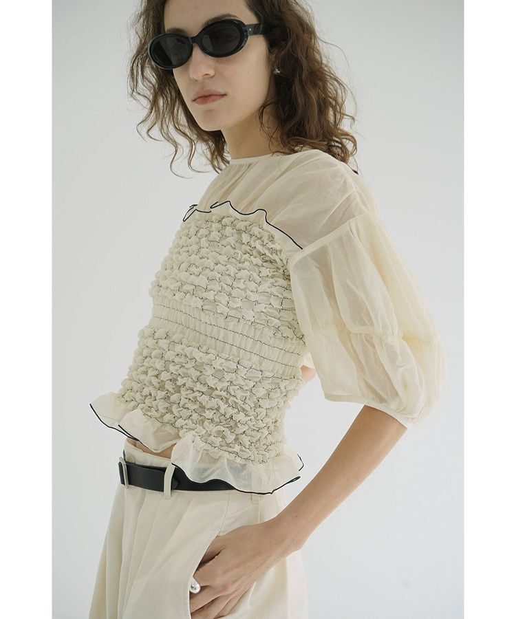 GARAGE OF GOOD CLOTHING「【CLANE】COLOR STITCHED SHIRRING TOPS」|シャツ・ブラウス|
