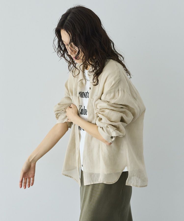 GARAGE OF GOOD CLOTHING「リネンポケット付きクロップドシャツ」|シャツ・ブラウス|