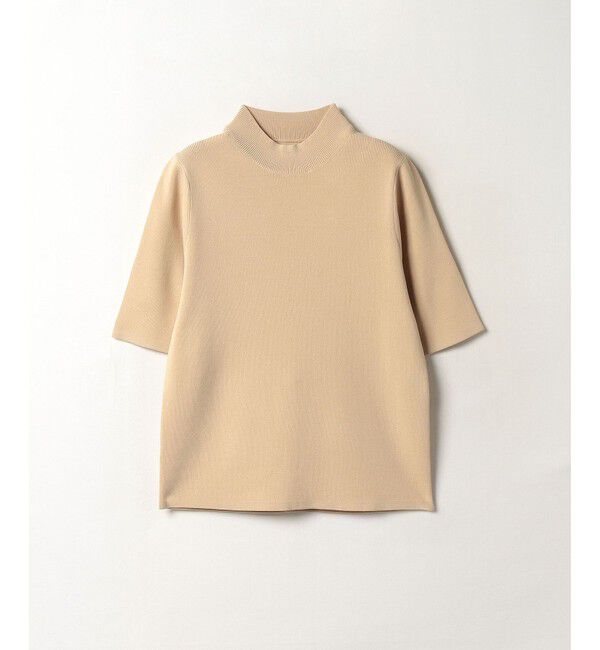 allureville「◇総針モックネック5分袖プルオーバー」|ニット・セーター|ベージュ