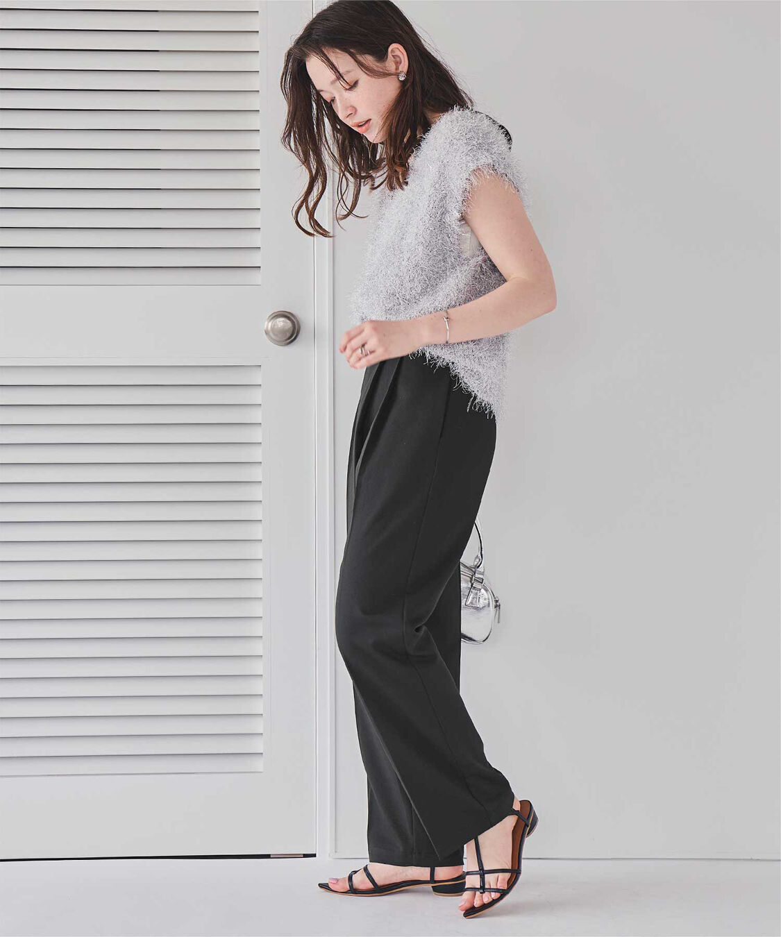 ur's「ラップ風デザインハイウエストパンツ」|スラックス|