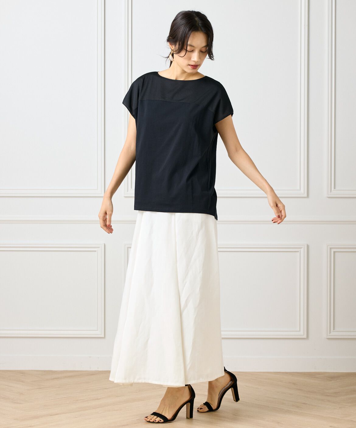 INED「《大きいサイズ》シースルードッキングプルオーバー」|Tシャツ・カットソー|