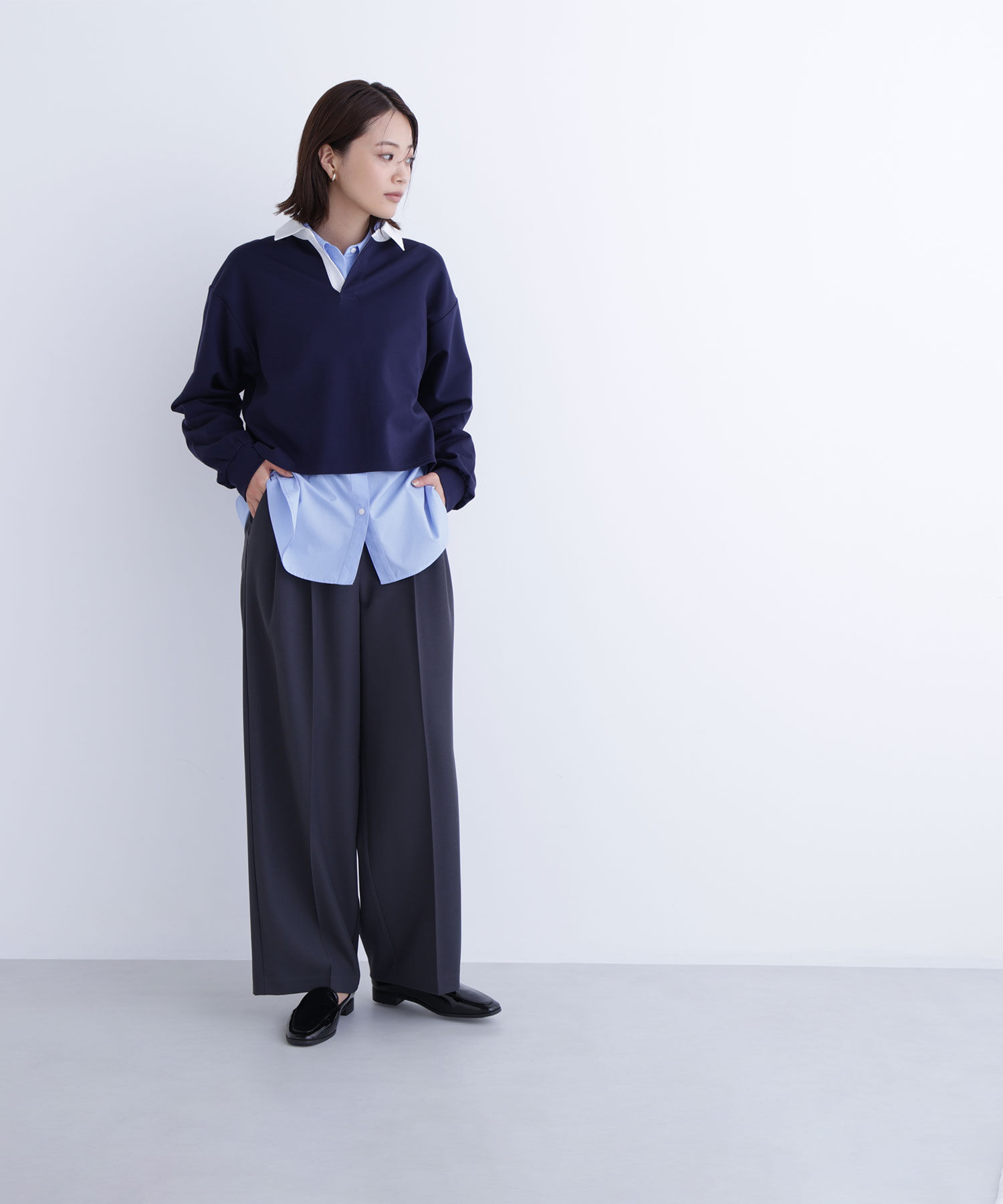  「フェイクレザーベルテッドワイドパンツ」|その他|