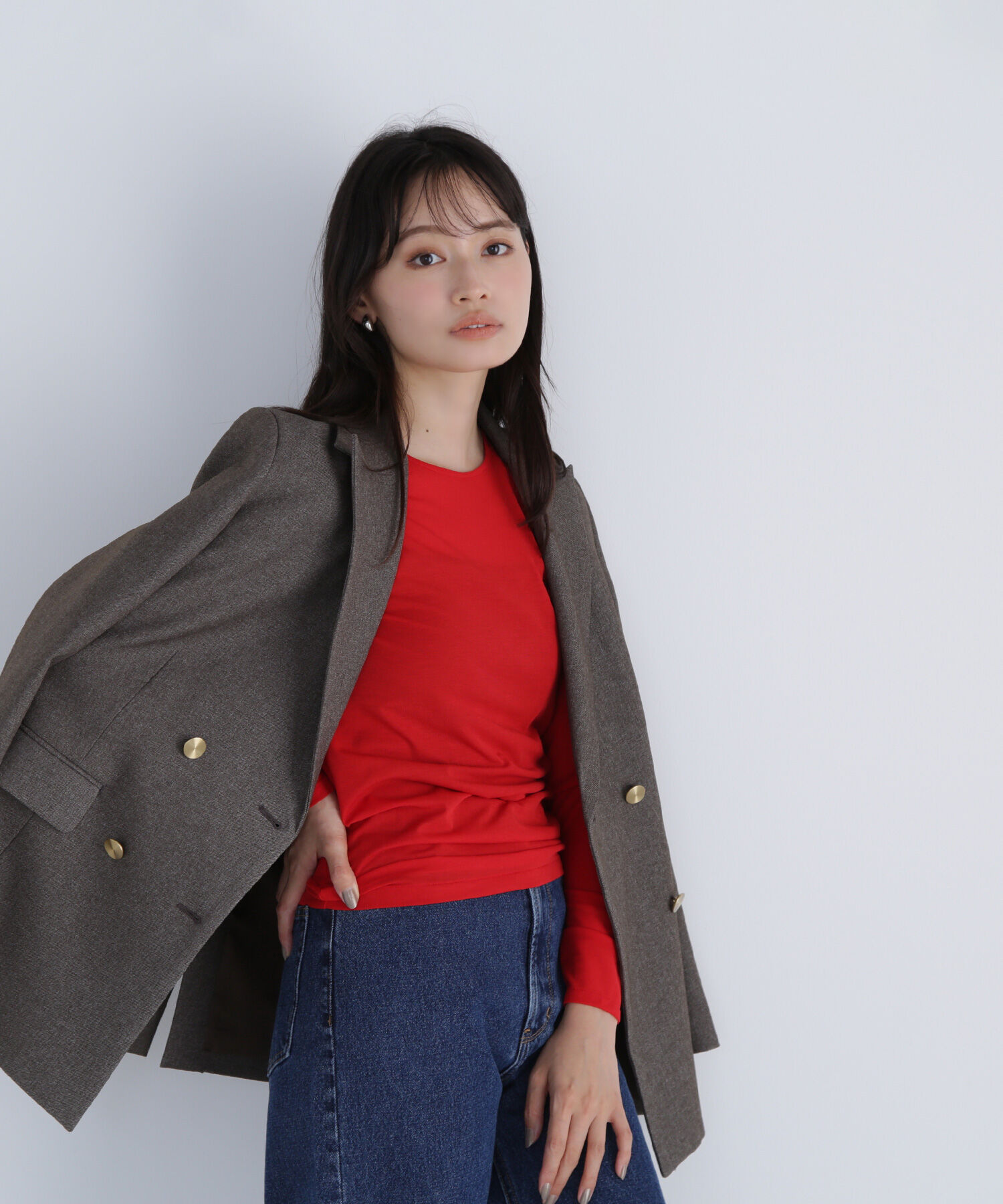  「シアーカットソーシリーズ クルーネック」|Tシャツ・カットソー|レッド