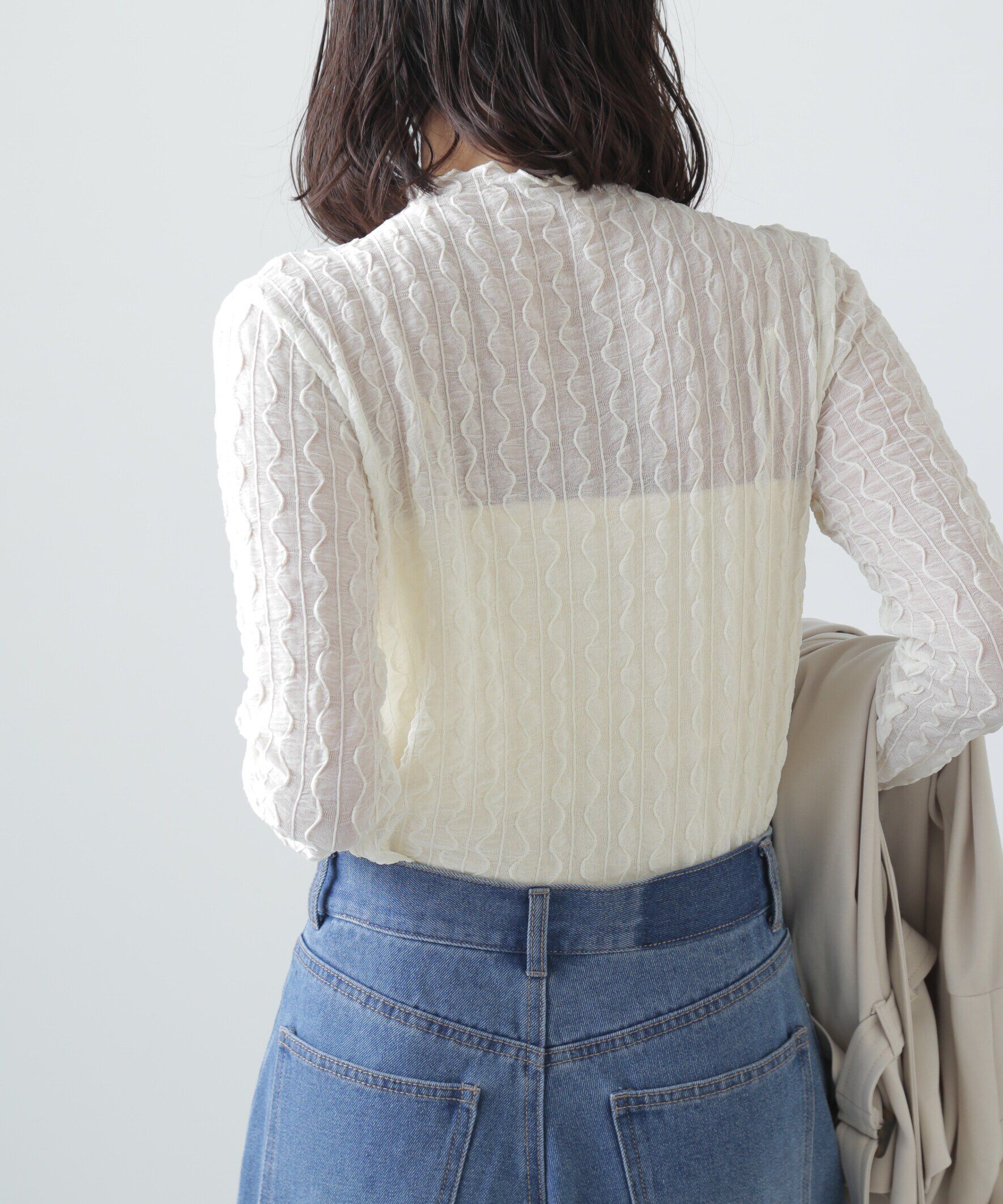  「ウェーブ柄シアーインナーカットソー」|Tシャツ・カットソー|