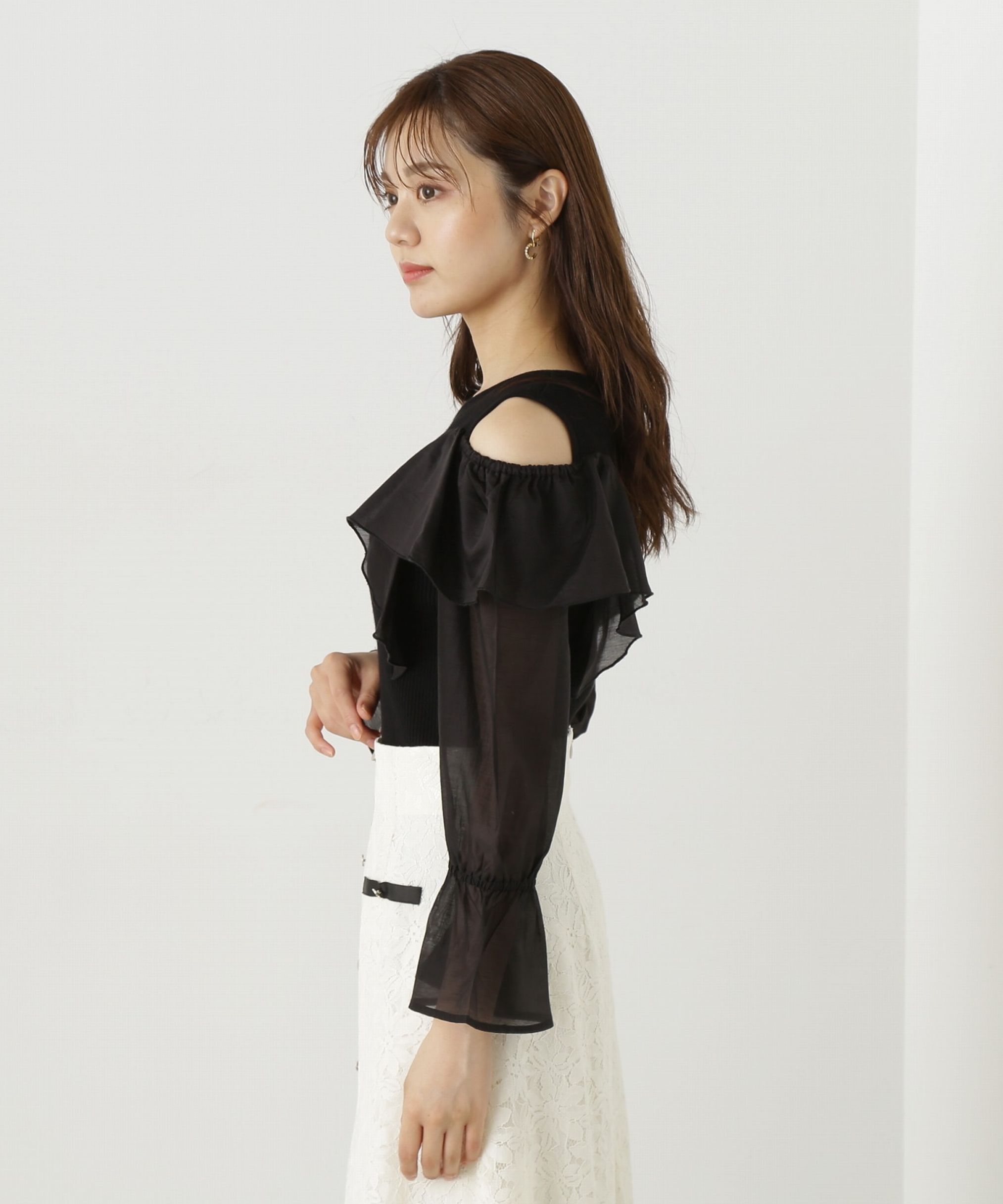 PROPORTION BODY DRESSING「シアーラッフルスリーブニット」|ニット・セーター|