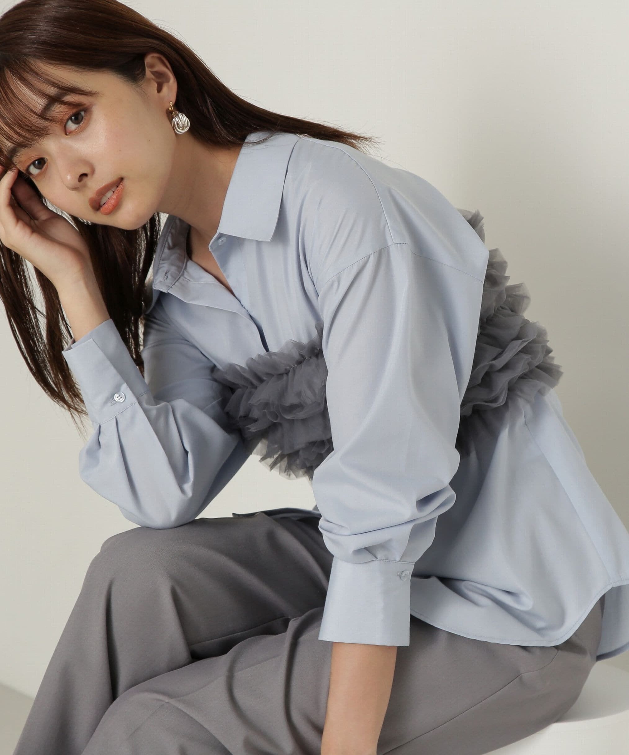 PROPORTION BODY DRESSING「チュールビスチェ付シャツ24AW」|シャツ・ブラウス|