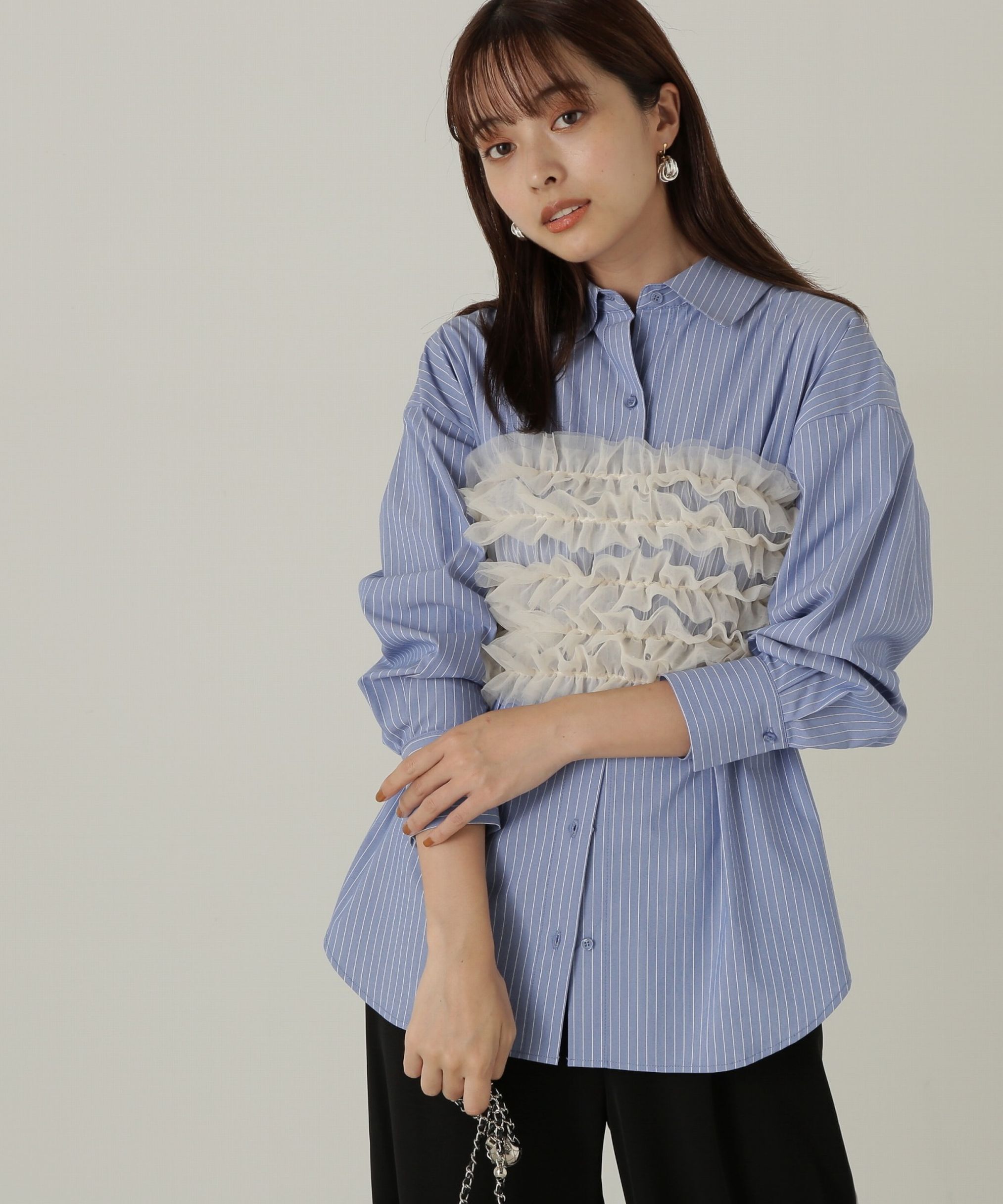 PROPORTION BODY DRESSING「チュールビスチェ付シャツ24AW」|シャツ・ブラウス|ブルーストラ 1