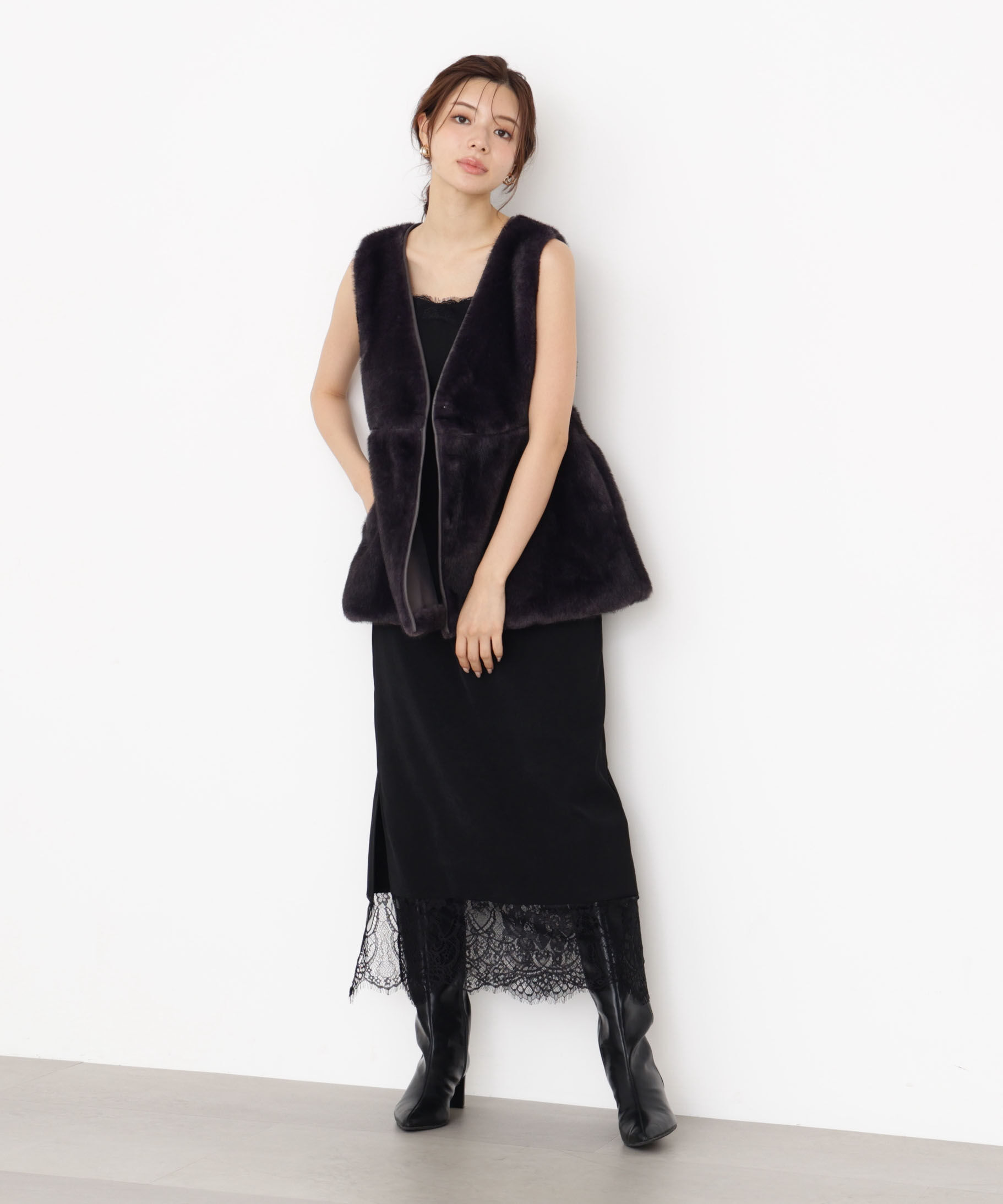 PROPORTION BODY DRESSING「レース付きキャミワンピース 25AW」|ワンピース|