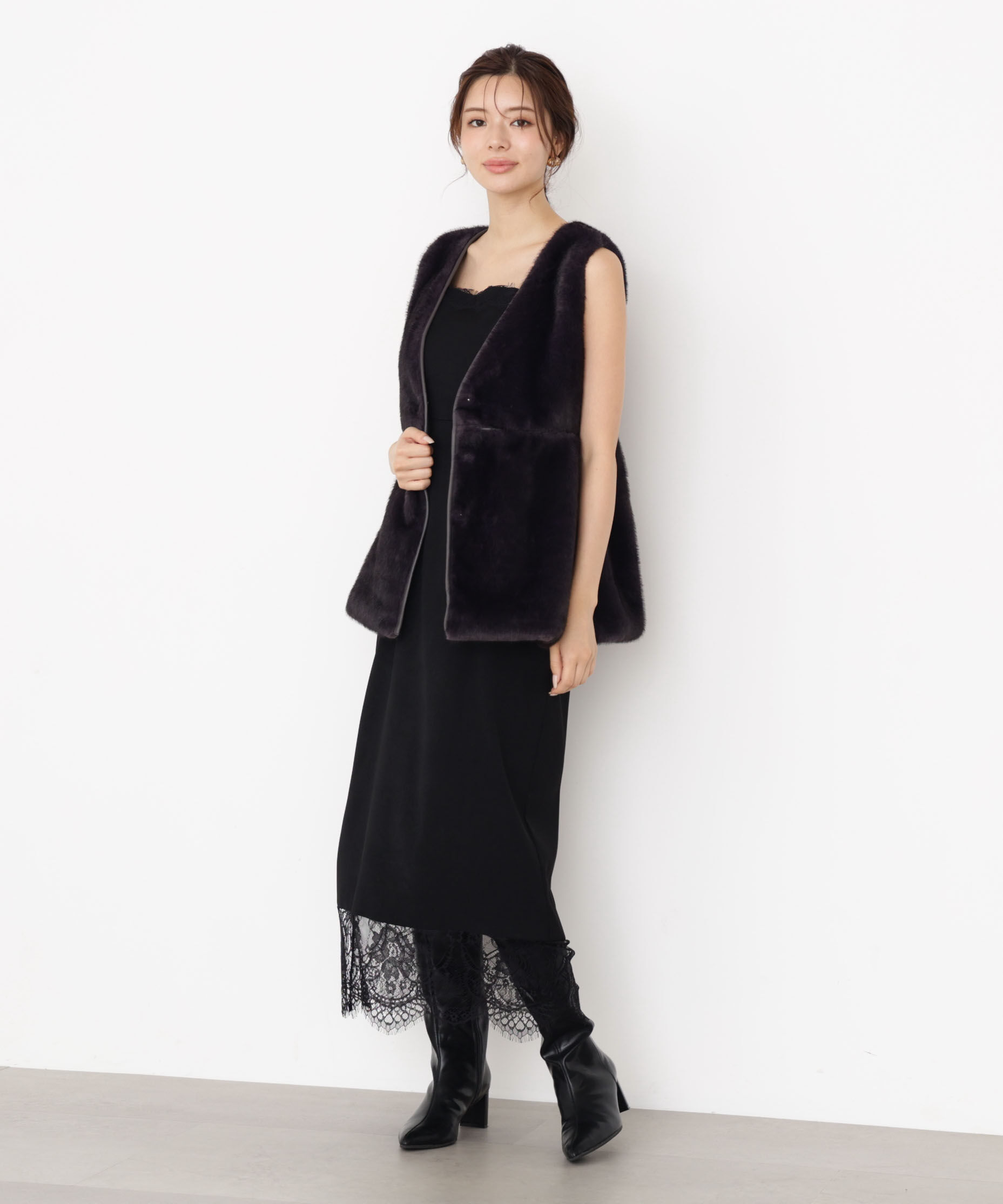 PROPORTION BODY DRESSING「レース付きキャミワンピース 25AW」|ワンピース|