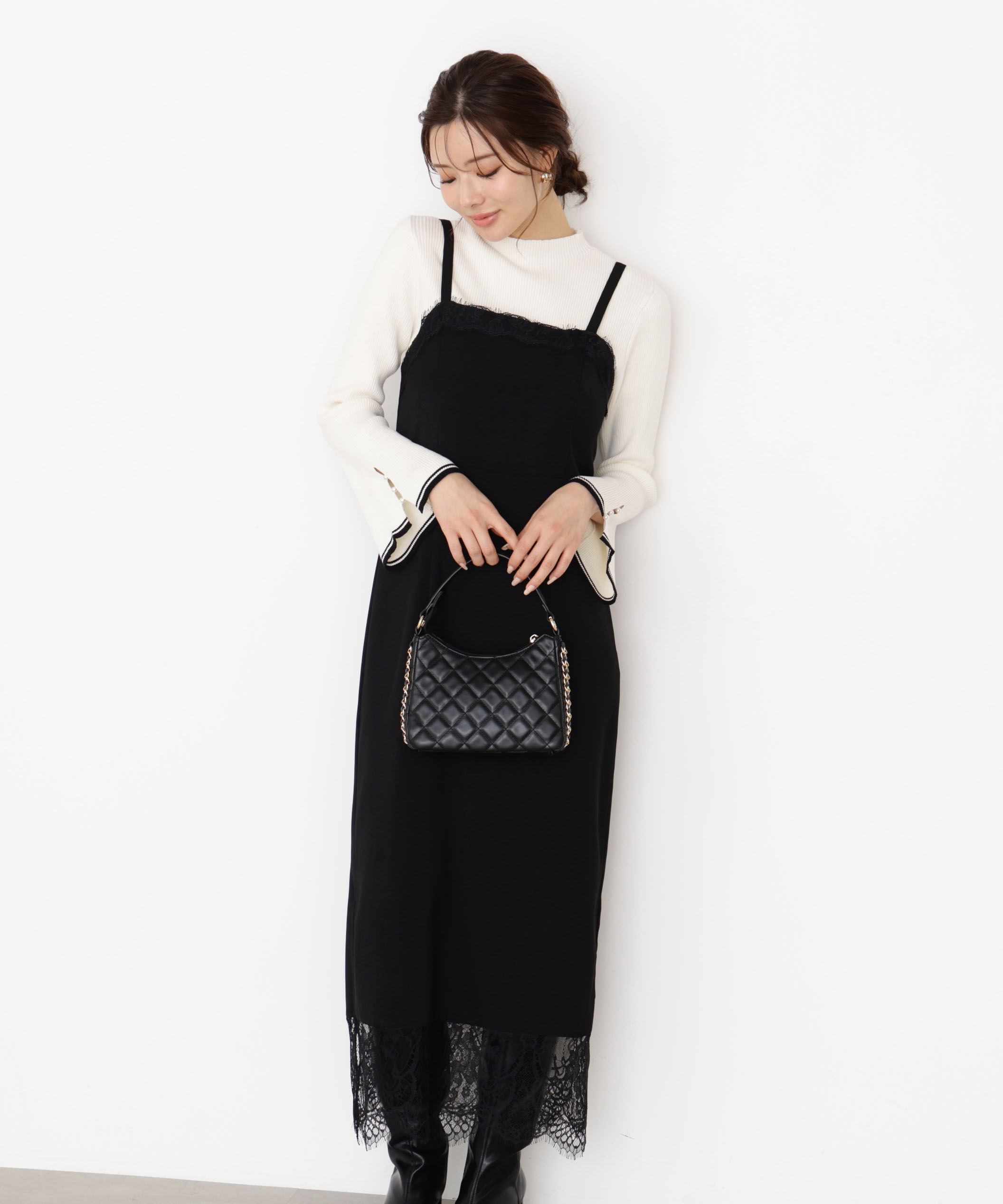 PROPORTION BODY DRESSING「レース付きキャミワンピース 25AW」|ワンピース|