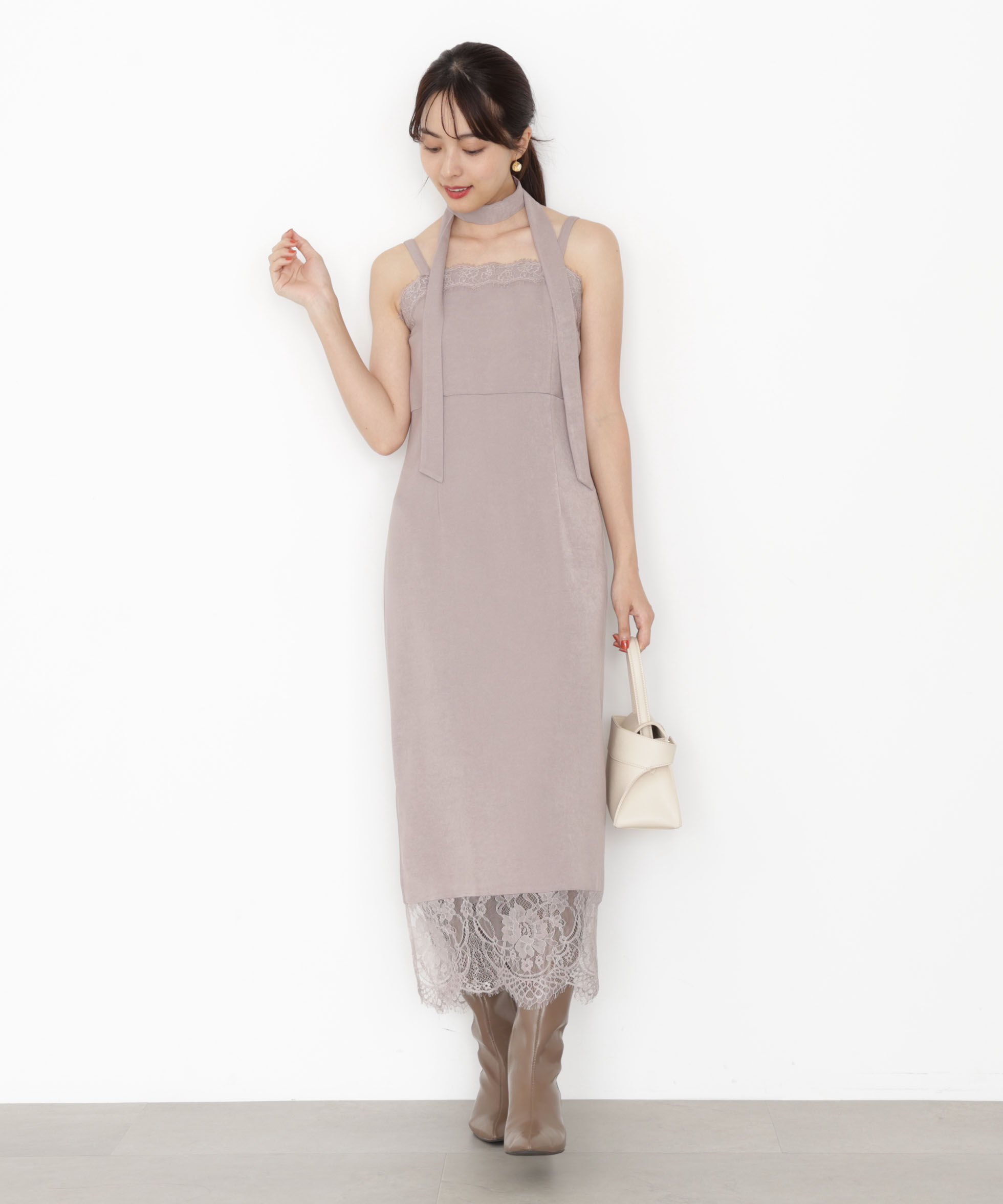 PROPORTION BODY DRESSING「レース付きキャミワンピース 25AW」|ワンピース|