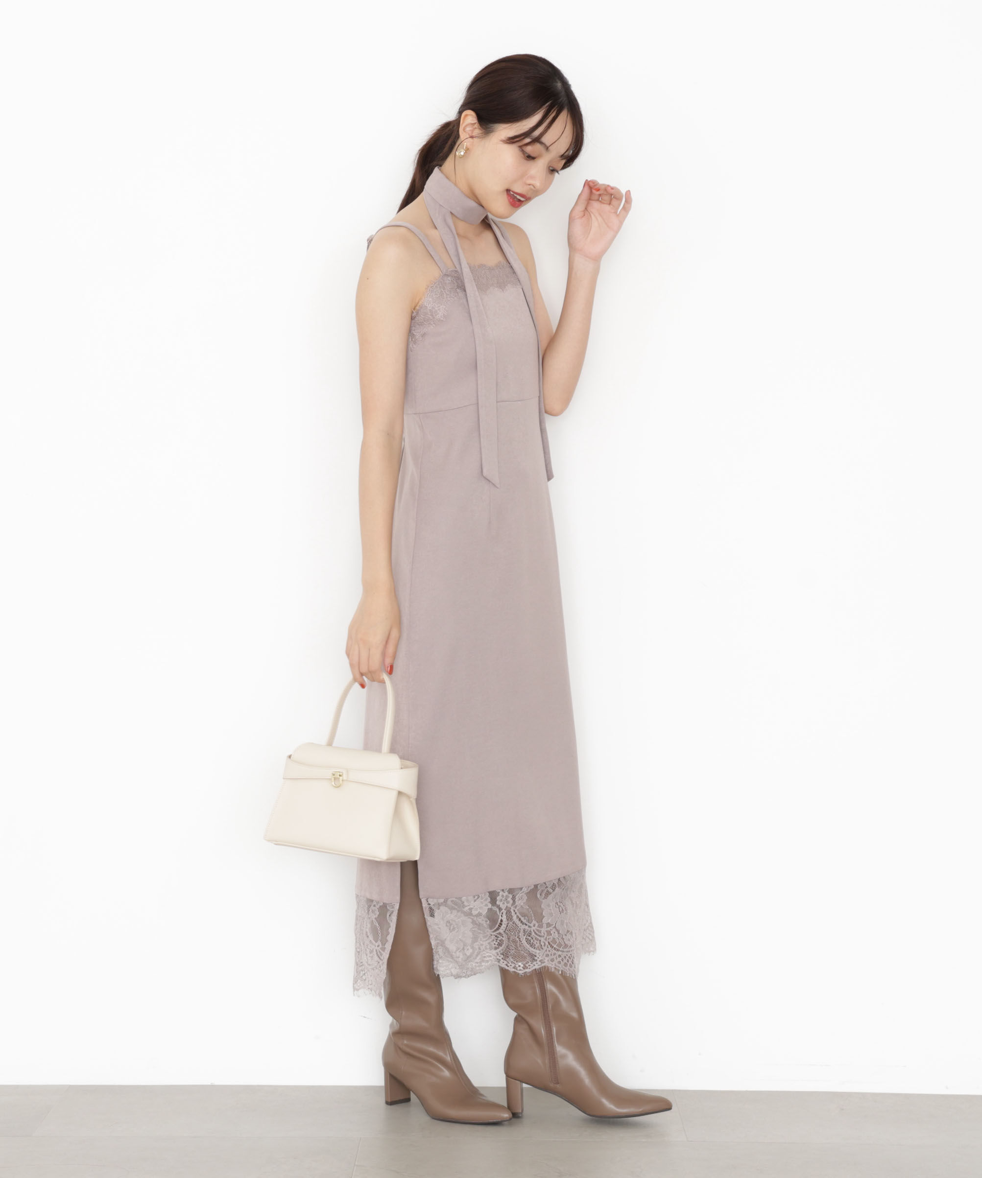 PROPORTION BODY DRESSING「レース付きキャミワンピース 25AW」|ワンピース|