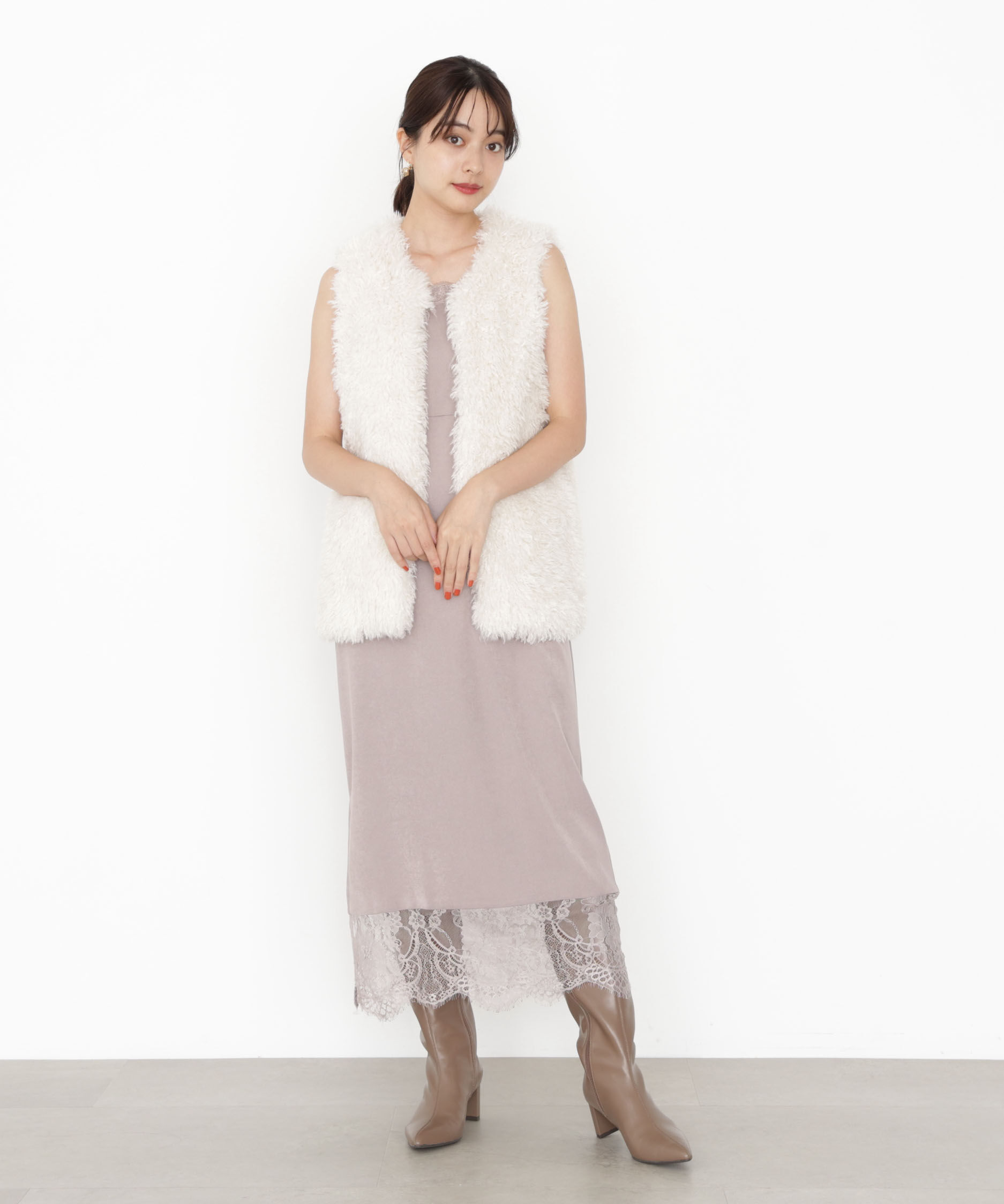 PROPORTION BODY DRESSING「レース付きキャミワンピース 25AW」|ワンピース|
