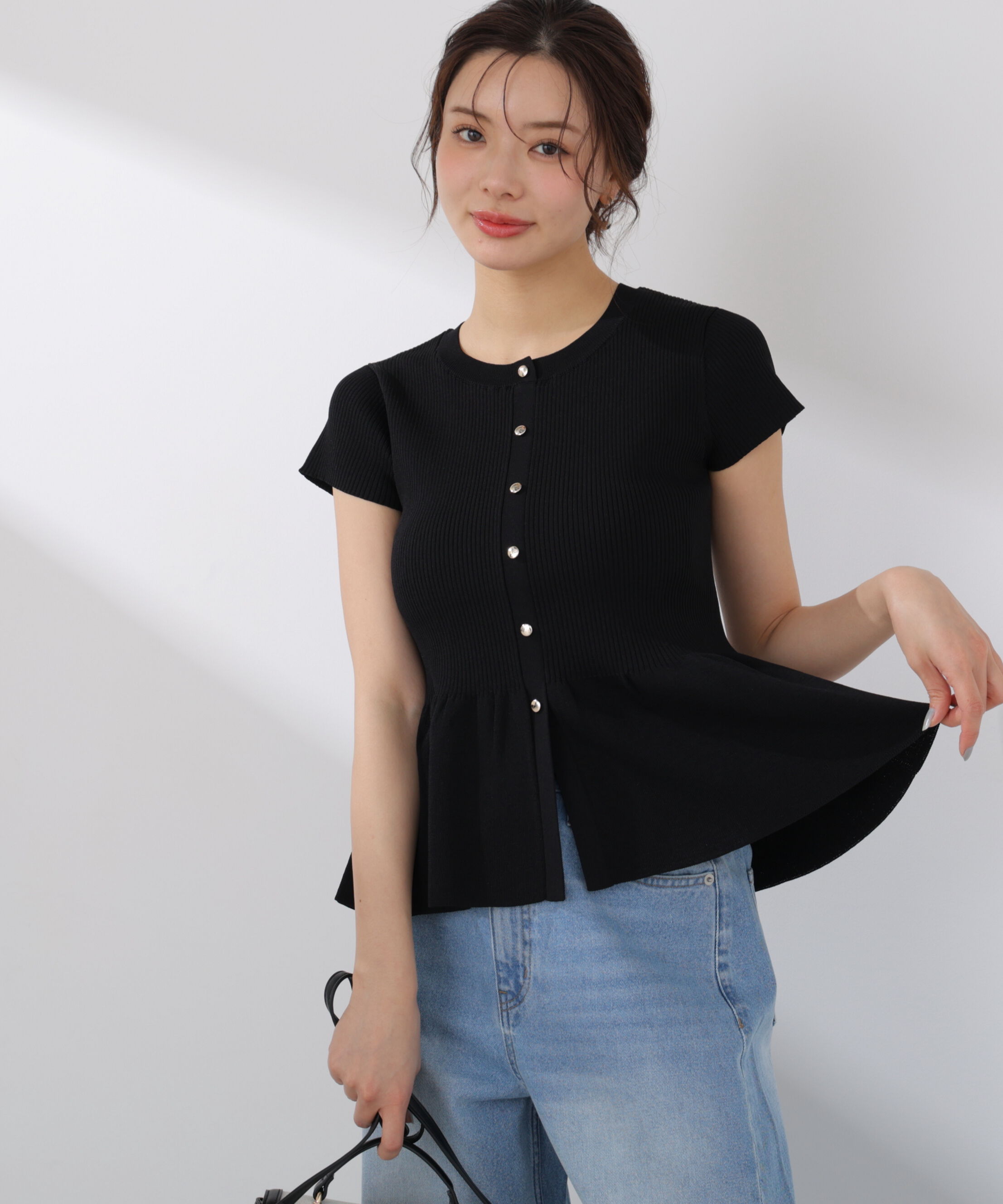 PROPORTION BODY DRESSING「ショート丈リブペプラムニット 26SS」|ニット・セーター|