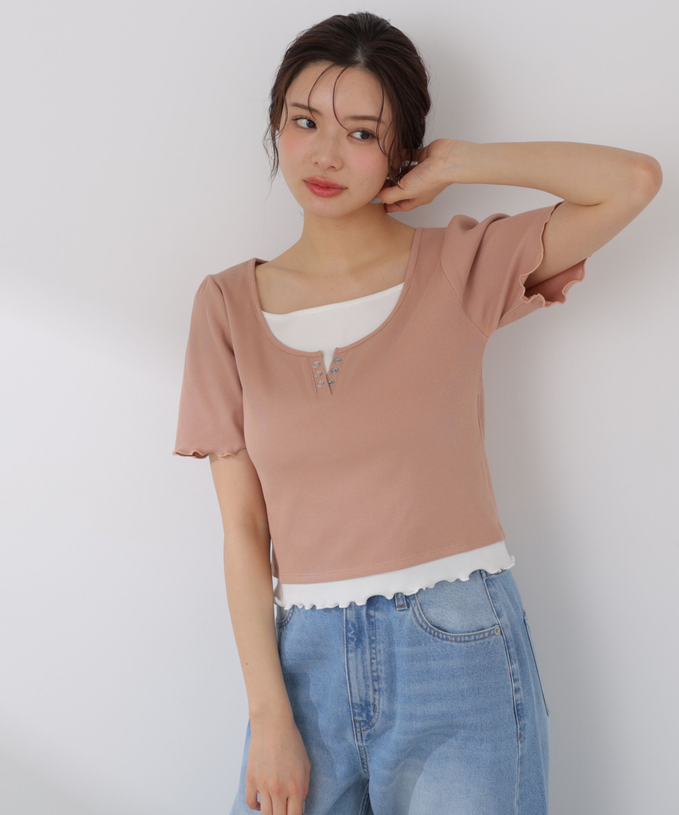 PROPORTION BODY DRESSING「見せかけヘンリーネックカットソー」|Tシャツ・カットソー|