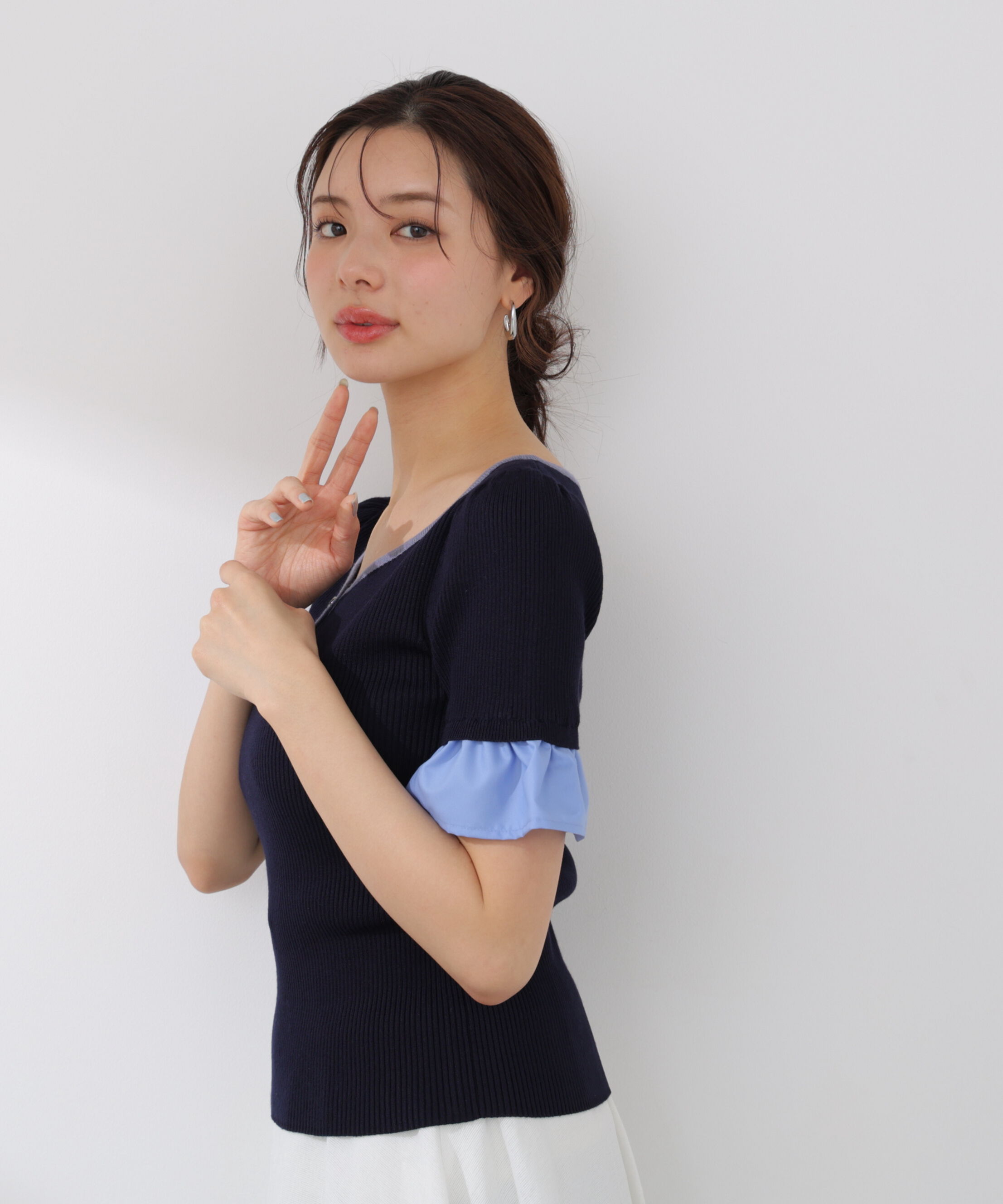PROPORTION BODY DRESSING「異素材ハーフスリーブニット」|ニット・セーター|