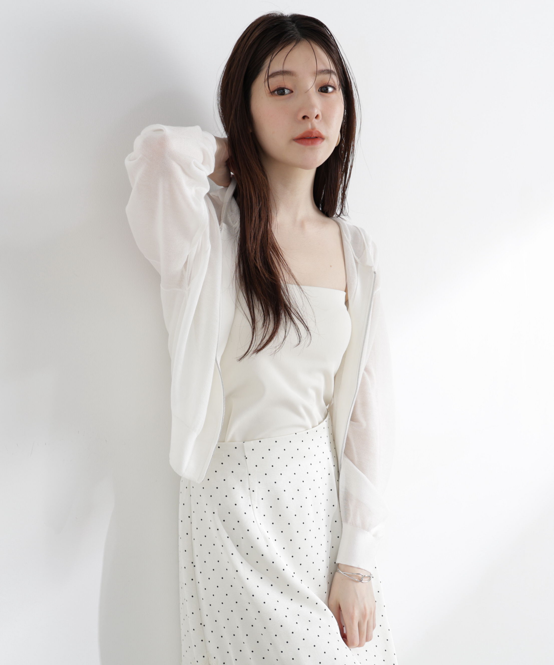 PROPORTION BODY DRESSING「〈a/mie〉シアーニットパーカー」|ニット・セーター|