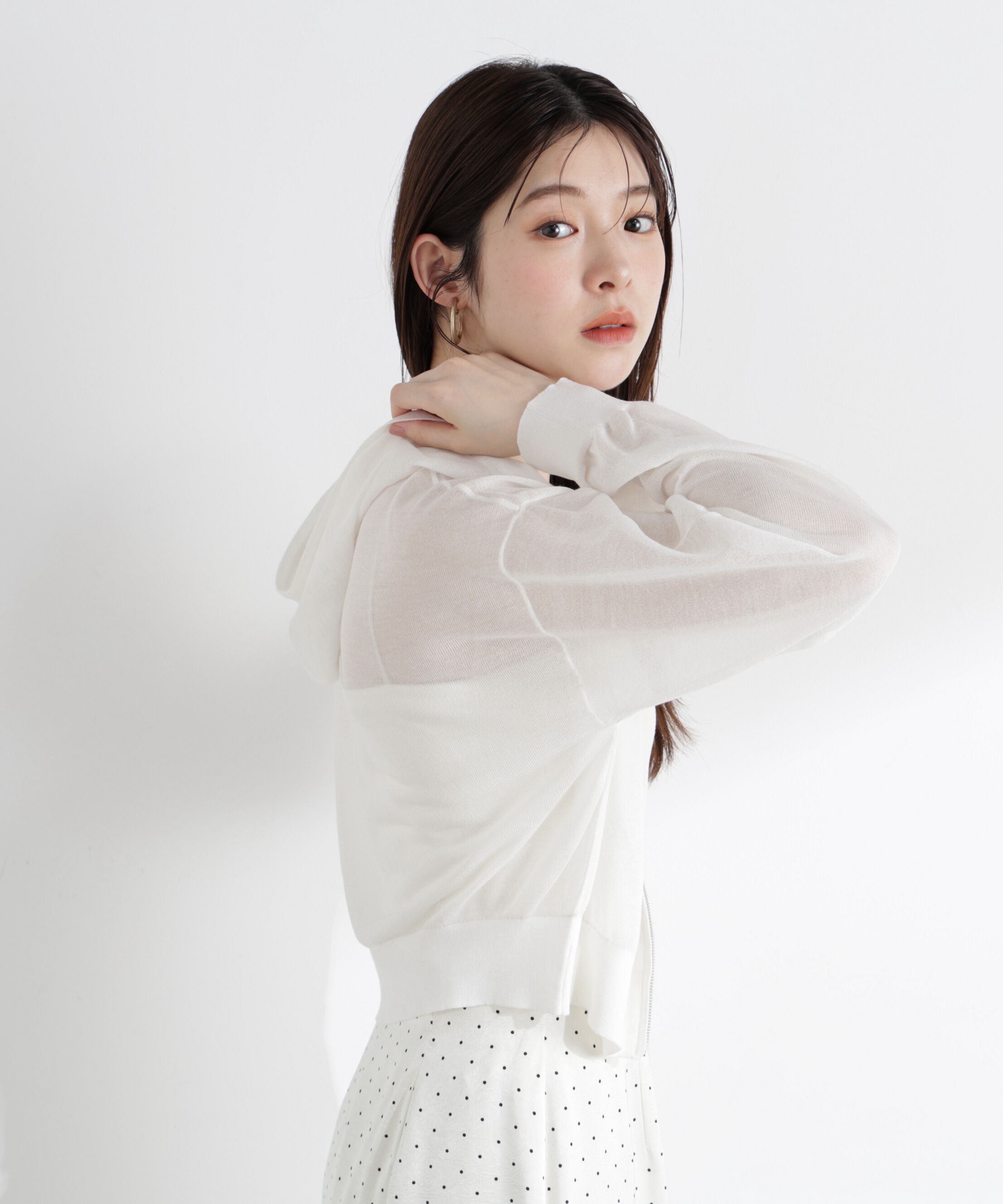 PROPORTION BODY DRESSING「〈a/mie〉シアーニットパーカー」|ニット・セーター|