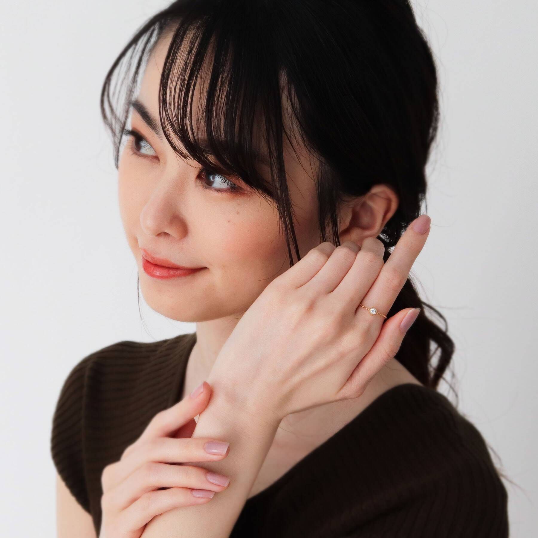 COCOSHNIK「K18ダイヤモンドフチミル チェーンリング大」|リング|