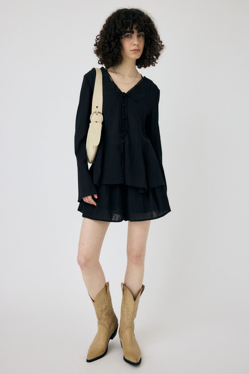 MOUSSY「SLEEVE FLARE シャツ & スカート」|ワンピース|BLK