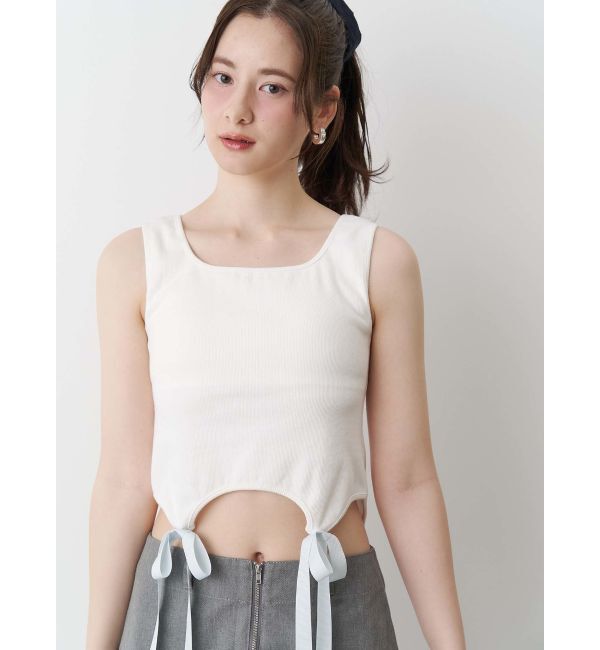 CALNAMUR「CUP IN RIBBON TANK TOP/カップインリボンタンクトップ」|Tシャツ・カットソー|