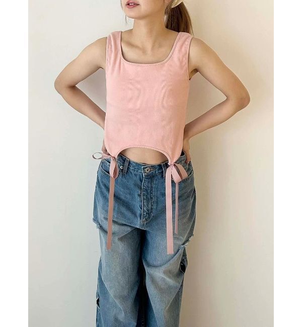CALNAMUR「CUP IN RIBBON TANK TOP/カップインリボンタンクトップ」|Tシャツ・カットソー|