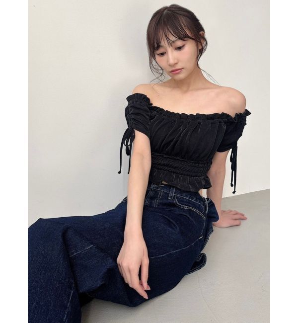 RESEXXY「シャーリングクロップドトップス」|Tシャツ・カットソー|