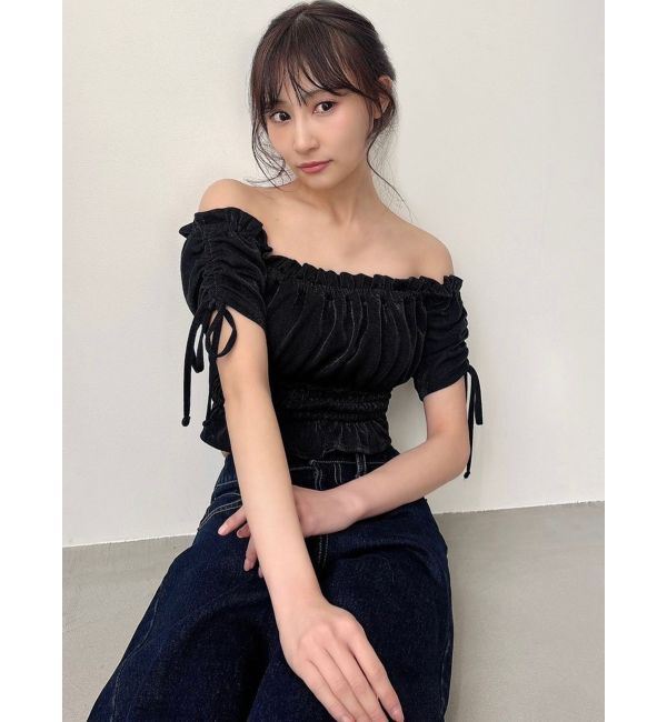 RESEXXY「シャーリングクロップドトップス」|Tシャツ・カットソー|