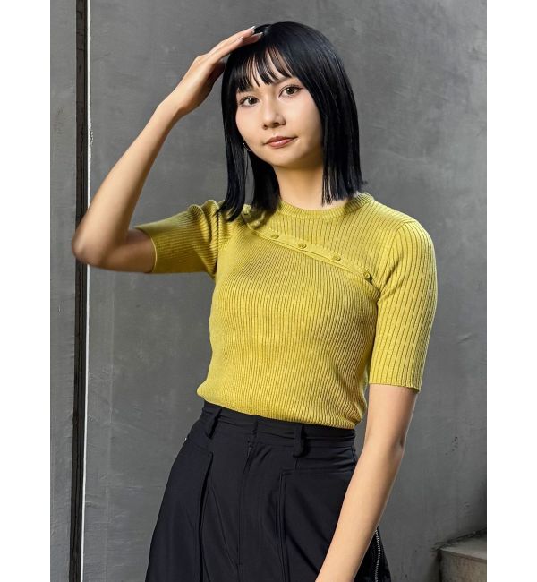 MURUA「アシメボタンデザインハーフニット」|ニット・セーター|