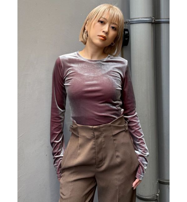 MURUA「シャンブレーベロアトップス」|Tシャツ・カットソー|