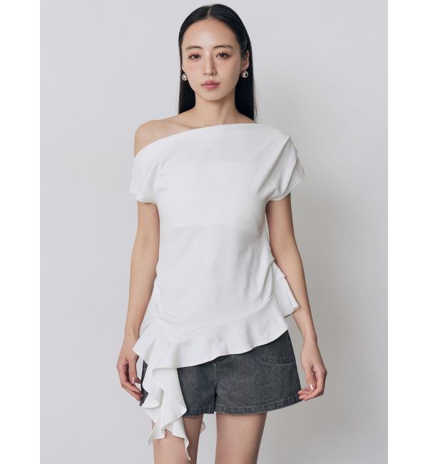 MURUA「ラッフルヘムワンショルトップス」|Tシャツ・カットソー|