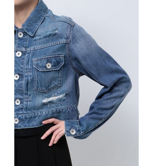 GYDA「リヨセルダメージショートデニムGジャン」|ブルゾン・スタジャン|