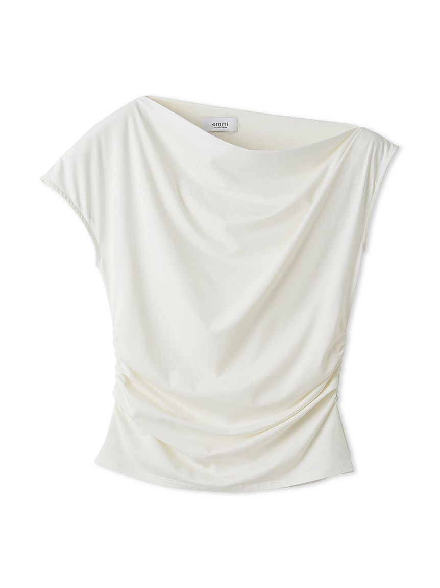 emmi atelier「【ICEDFABRIC＋(R)】ワンショルドレープカットソー/接触冷感」|Tシャツ・カットソー|
