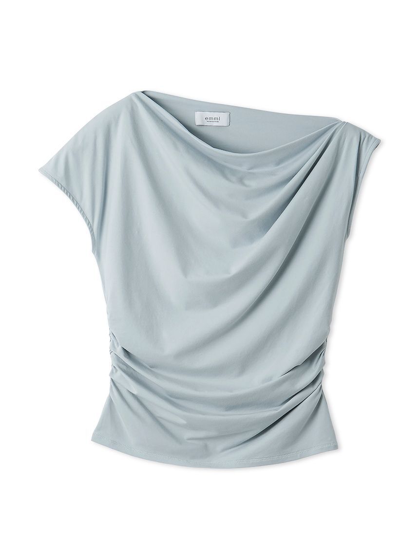 emmi atelier「【ICEDFABRIC＋(R)】ワンショルドレープカットソー/接触冷感」|Tシャツ・カットソー|