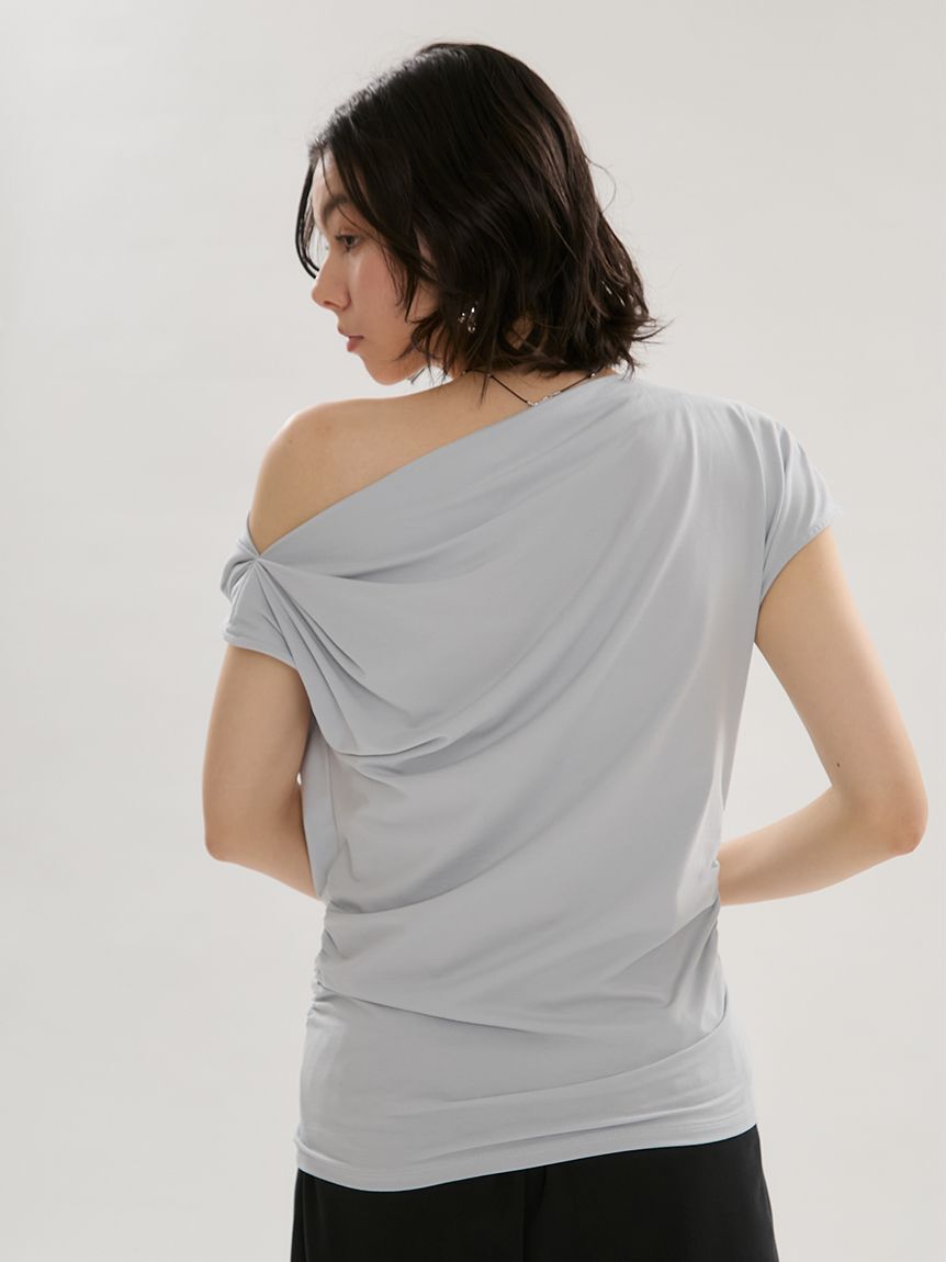emmi atelier「【ICEDFABRIC＋(R)】ワンショルドレープカットソー/接触冷感」|Tシャツ・カットソー|