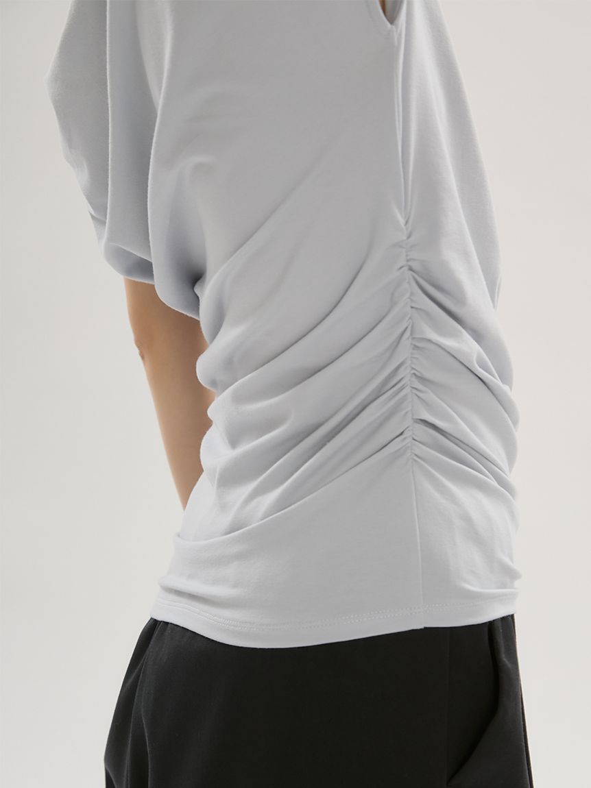 emmi atelier「【ICEDFABRIC＋(R)】ワンショルドレープカットソー/接触冷感」|Tシャツ・カットソー|