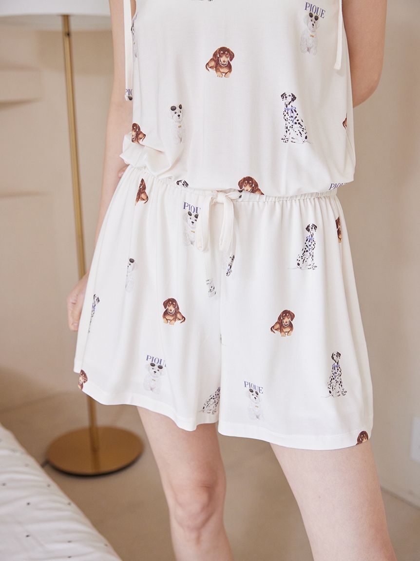 gelato pique「【接触冷感】ファッションCATS&DOGS柄カップインオールインワン」|ルームウェア|